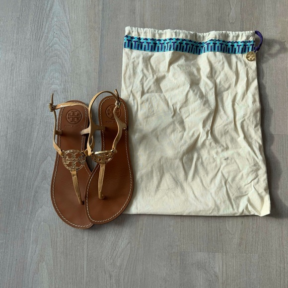 Tory Burch Tan and Gold Sandals - Picture 2 of 5